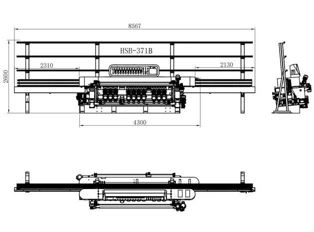 HSB-371 de máquina de chanfradura de linha reta de vidro