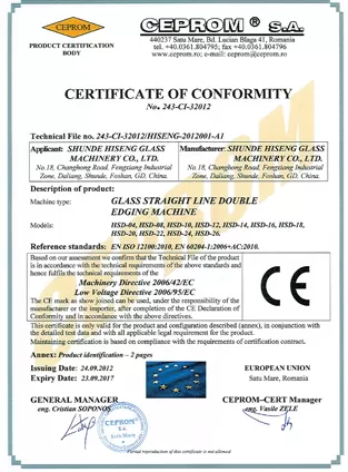 tcf glass straight line double edging machine